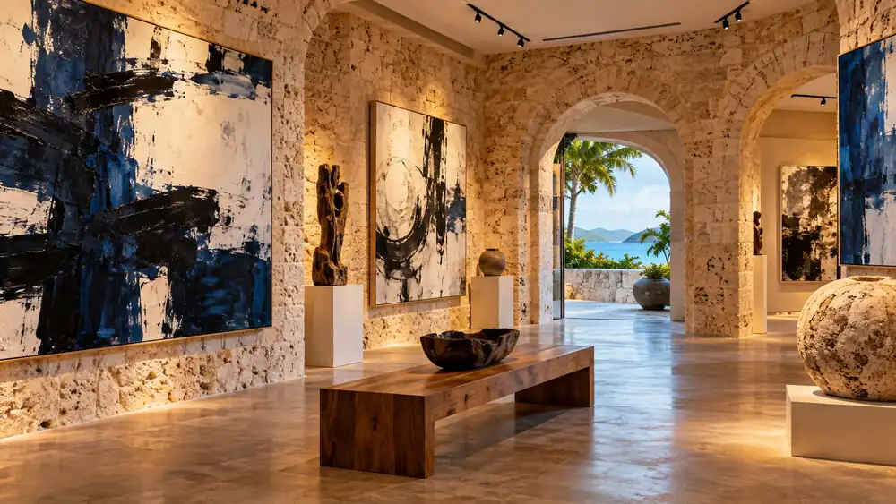 Illustrative art gallery shopping artwork