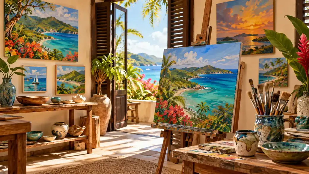 Illustrative art gallery shopping artwork