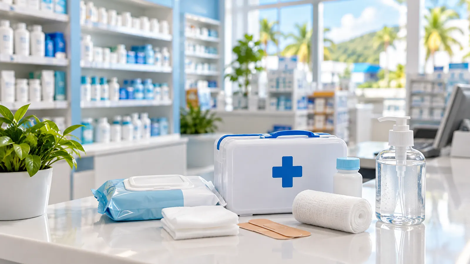 Illustrative pharmacy shopping artwork