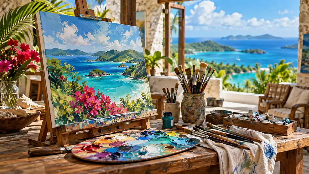 Illustrative art gallery shopping artwork