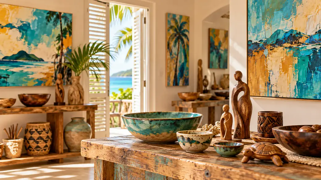 Illustrative art gallery shopping artwork