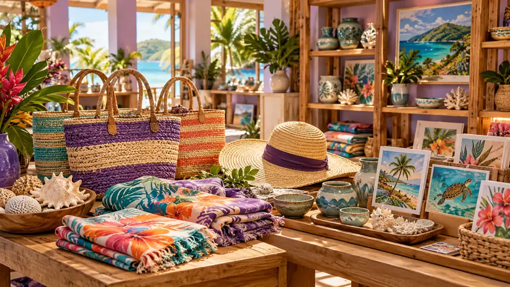 Illustrative gift shop shopping artwork
