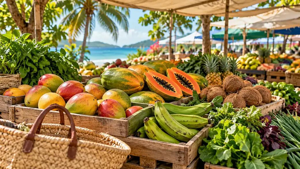 Illustrative farmers market shopping artwork