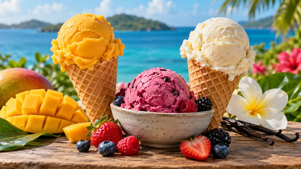 Illustrative ice cream shopping artwork