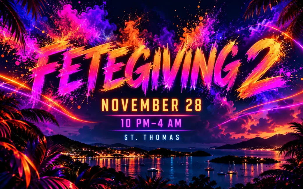 AI-created promotional illustration for FETEGIVING 2; not a photograph of the performers or event