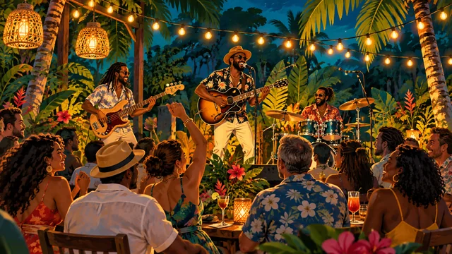 Thematic illustration for Topp Notch Band on St. Thomas; not a photograph of this event