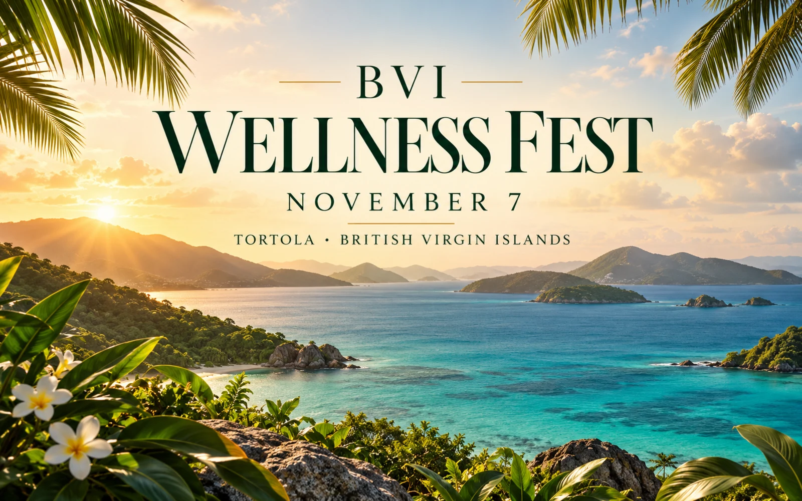 AI-created promotional illustration for BVI Wellness Fest; not a photograph of the performers or event