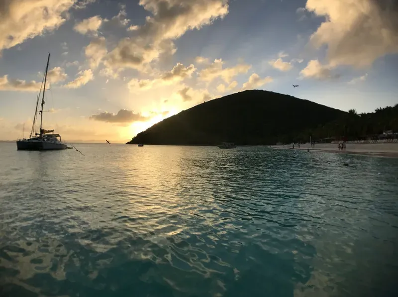 Golden sunset over a Virgin Islands bay