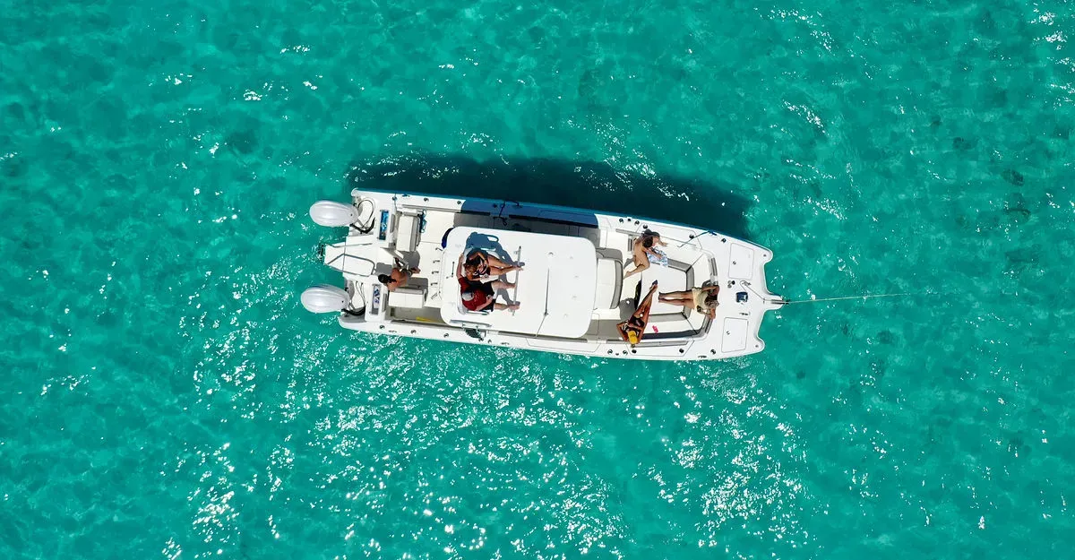 On the Sea Charters catamaran seen from above